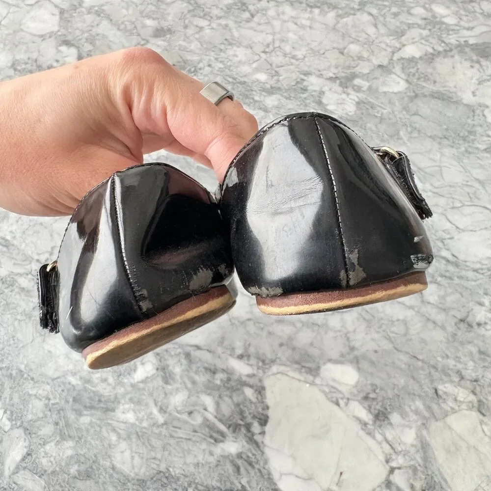 ZARA Girls Rhinestone Mary Jane Flats Dress Shoes Black Size 31